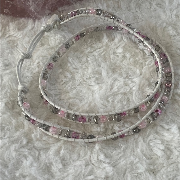 Jewelry - Pink and Silver Beaded Wrap Bracelet